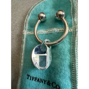2001 Tiffany & Co. Sterling Silver Keychain Key‎ Tag Horseshoe Bull Ring